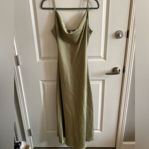 Sage Green Satin Maxi Dress